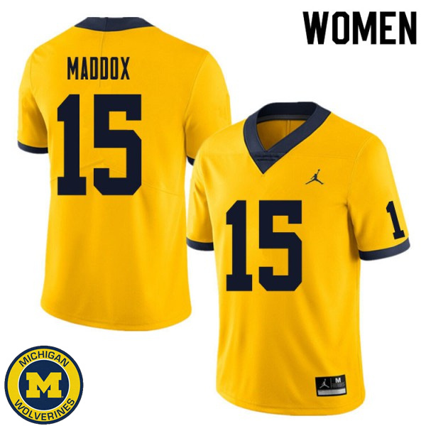 Women's Michigan Wolverines #15 Andy Maddox Yellow Football Jersey